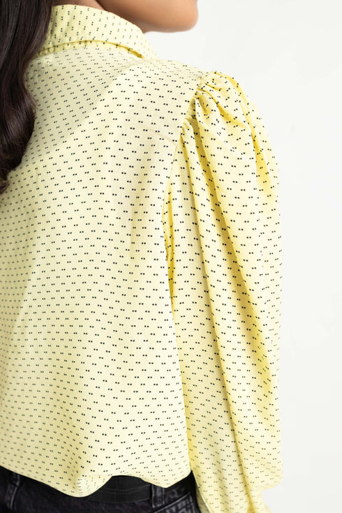 Dotted Yellow Georgette Top